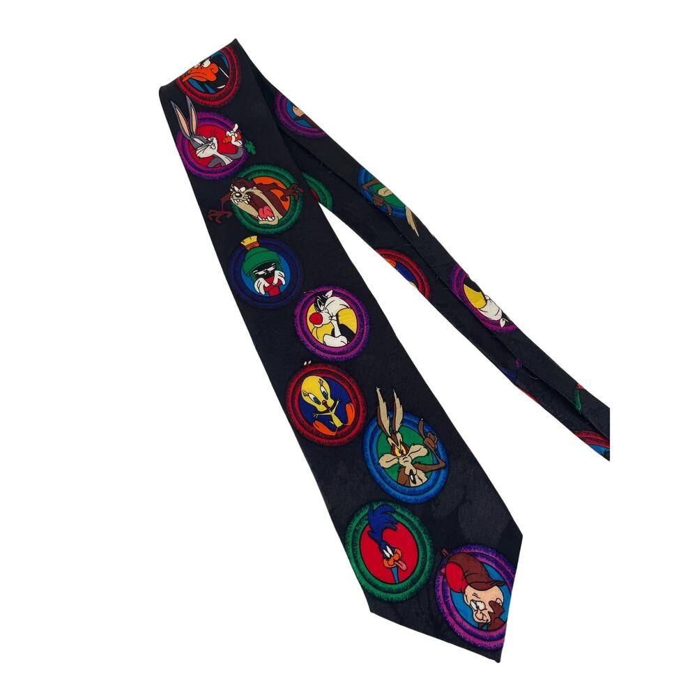 Vintage LOONEY TUNES MANIA 1993 Necktie Tie Bugs Bunny Daffy Martian Taz Tweety